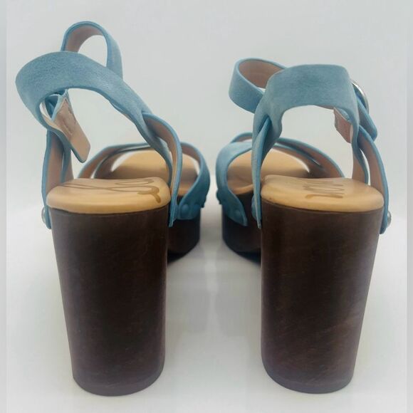 New! SAM EDELMAN Women's Josefine Platform Heeled Sandal Sky Blue - Picture 12 of 15